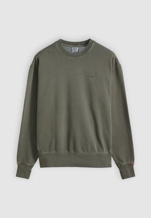 Maslinasto zelena majica s okruglim izrezom, dugim rukavima i rebrastim manžetnama. Na prednjoj strani izvezen je Levi's logo. Mekani pamučni materijal.