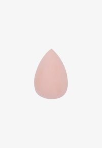 Make-up spons in een druppelvorm, zachte textuur en lichtroze kleur. Gladde oppervlakte met een puntige tip voor precieze applicatie.