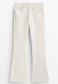 Witte flare jeans van katoen denim, met voorzakken, een knoopsluiting in de taille en gestikte details langs de benen.