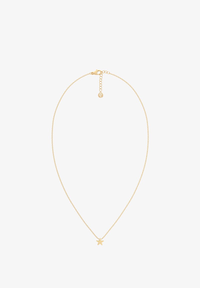 Kulta ketju kaulaketju, jossa on pieni tähti riipus. Ketju on hienovarainen, ja siinä on tavallinen hakaset ja säädettävä pituus.