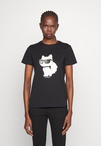 KARL LAGERFELD - IKONIK CHOUPETTE - Nyomott mintás póló - black Miniatűr kép 1