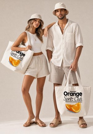 Neverless, STRANDTASCHE - DESIGN ORANGE SPRITZ – CANVAS TOTE BAG DAMEN UNISEX - Beach accessory - natur