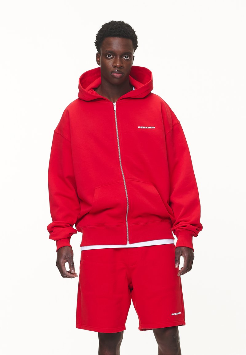 Pegador LOGO OVERSIZED JACKET - Sudadera con cremallera - washed red/white gum