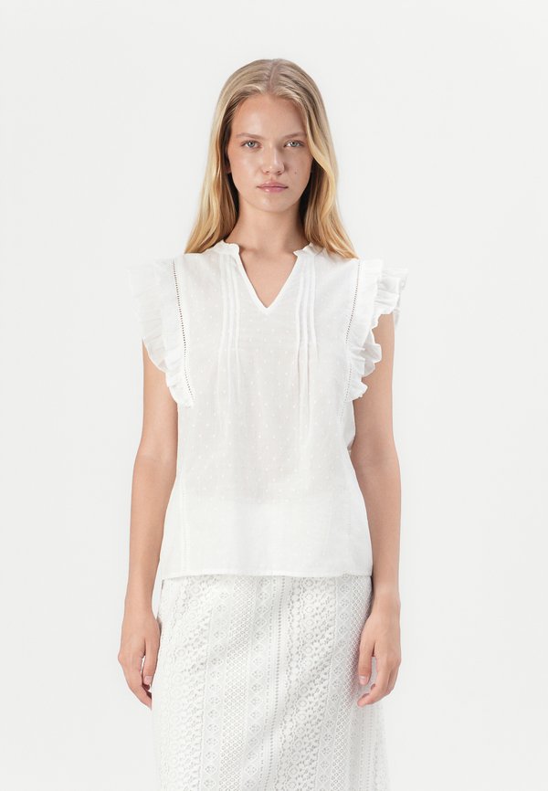 ONLRAINA V NECK RUFFLE - Blouse - cloud dancer
