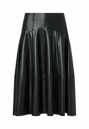 LIU JO, LIU JO MIDI SKIRT IN COATED FABRIC - Jupe trapèze - black