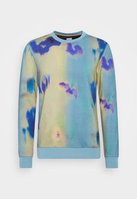 Felpa a pullover in colori pastello con un motivo tie-dye. Realizzata in tessuto morbido, presenta un collo a giro e polsini a coste blu chiaro.
