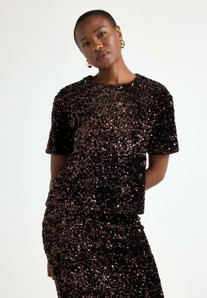 WITH SEQUINS   - Pusero - brown