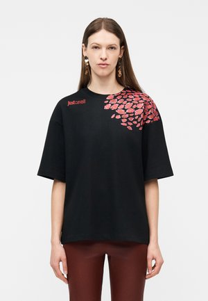 Just Cavalli NECK KISS - Nyomott mintás póló - black