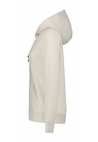 Crème hoodie met een trekkoordcapuchon, kangoeroezak, ribgebreide manchetten en zoom. Gemaakt van een zachte, gestructureerde stof met een gladde afwerking.