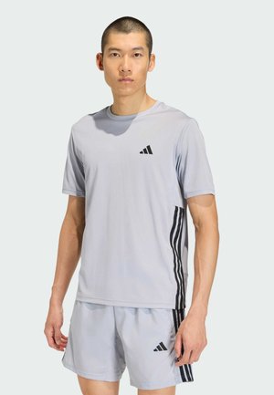 WORKOUT ESSENTIALS BASE 3-STRIPES - Športové tričko - halo silver   black