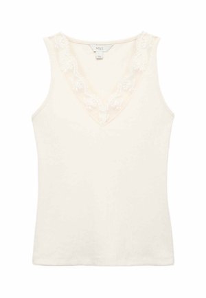 Marks & Spencer, RIBBED LACE TRIM VEST. - Top - cream