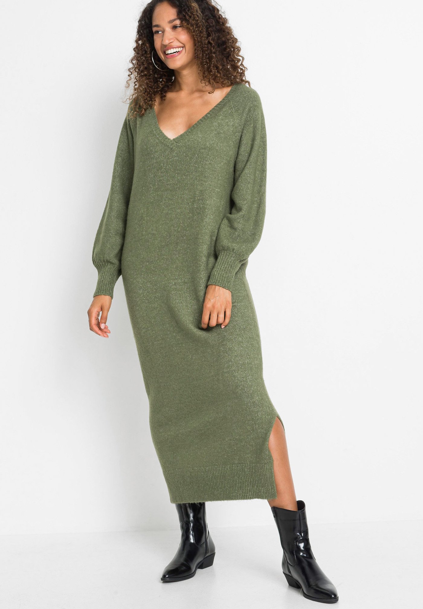 Robe Pull Robe Verte Col V Robe Pull Col V Vert Vila Femme 2560979