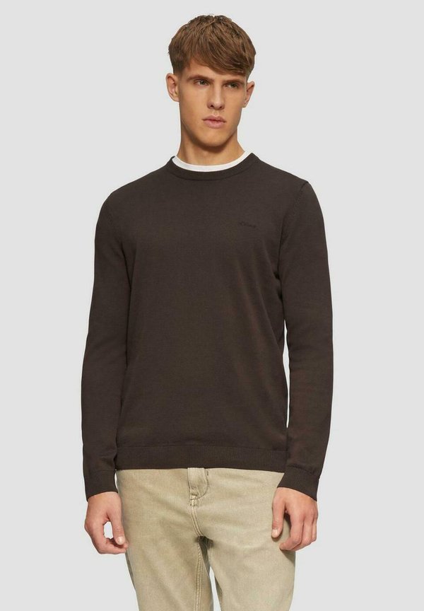 LOGO-STICKEREI - Strickpullover - braun