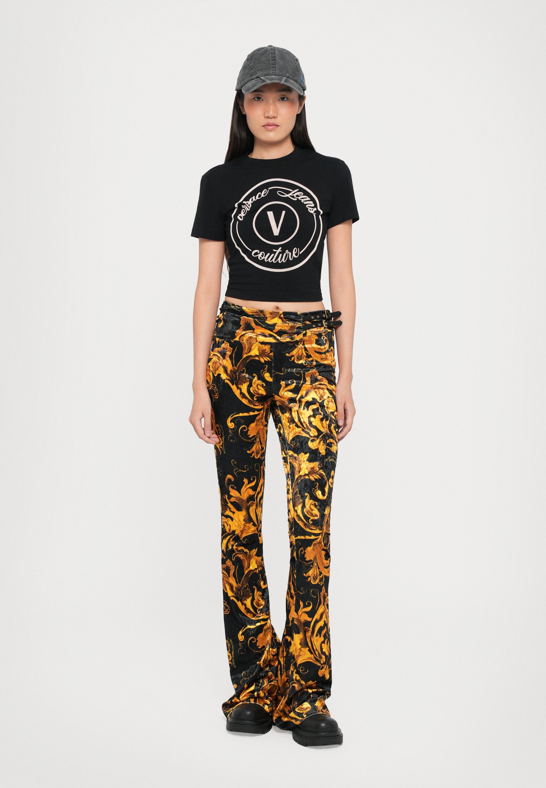 Versace Jeans Couture BIS TAPE - Leggings - Trousers - black/gold