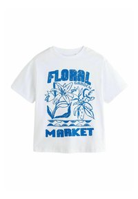 Next REGULAR FIT - GRAPHIC - T-shirt print - white blue floral garden