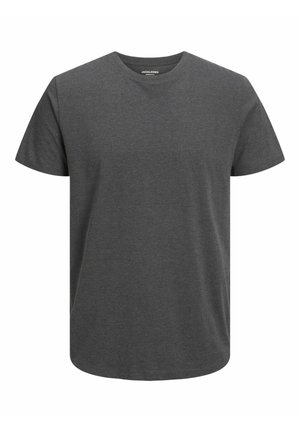 Mørkegrå T-shirt med korte ærmer lavet af blødt bomuld. Har en rund hals og et enkelt design med en glat tekstur.