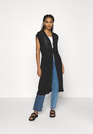 VILESLY LONG KNIT VEST - Cardigan - black