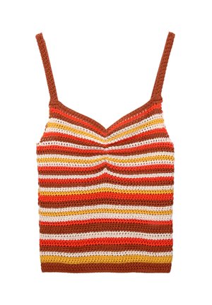 PULL&BEAR STRIPED - Top - coral