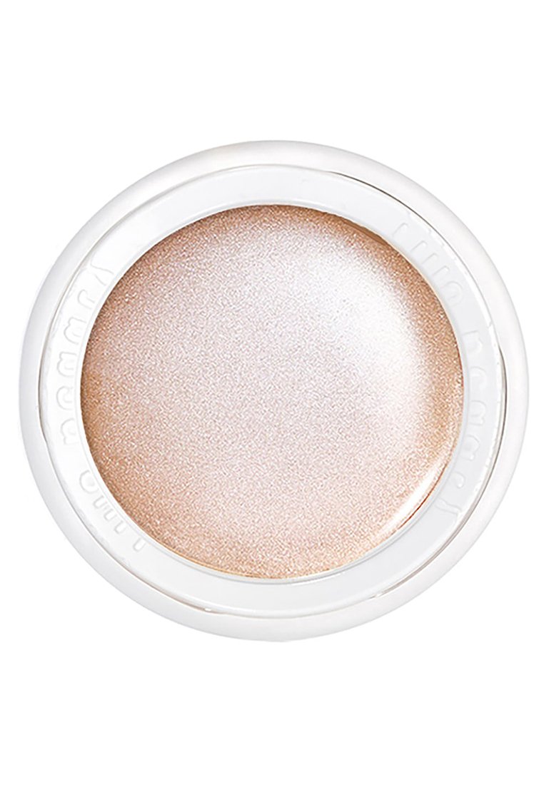 Cremiger Highlighter in einem runden weißen Kompakt, mit einem hellbeigen Farbton, schimmerndem Finish und glatter Textur.