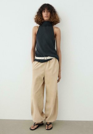 Massimo Dutti, FLOWING HALTER TOP WITH TIE - Débardeur - mottled dark blue
