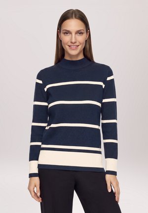 Betty Barclay, BETTY BARCLAY MIT STEHKRAGEN FEINSTRICKPULLOVER - Pullover - patch dark blue beige