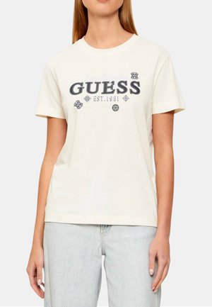 Guess, AGNES SS TS COL G012 - T-shirt con stampa - off-white