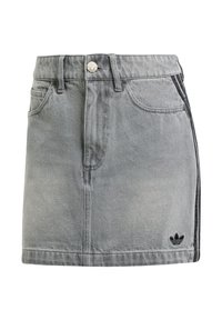 3-STRIPES - Minirock - washed grey denim