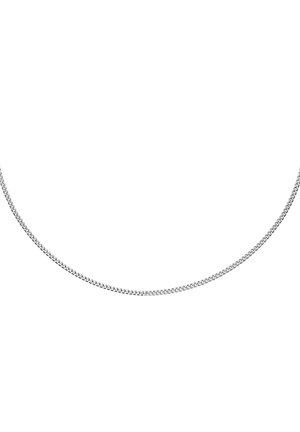 Zilveren ketting met een platte, geweven ontwerp. Glad oppervlak en gelijkmatige schakels, met een gepolijste afwerking over de gehele lengte.