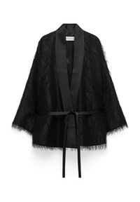 FRINGED KIMONO - Lichte jas - black