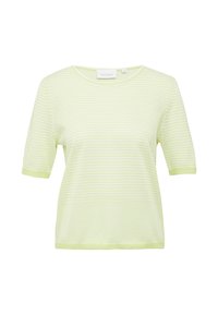 Lichtgroene gestreepte t-shirt met korte mouwen en een ronde halslijn, met een zachte textuur en een ontspannen, boxy pasvorm.