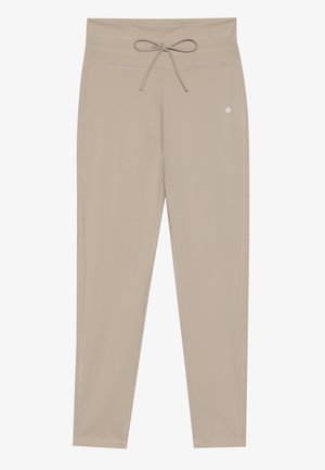 Beige sportbroek met een trekkoord in de taille, slim fit en platte naden. Gemaakt van een lichte, soepele stof. Geen zakken aanwezig.