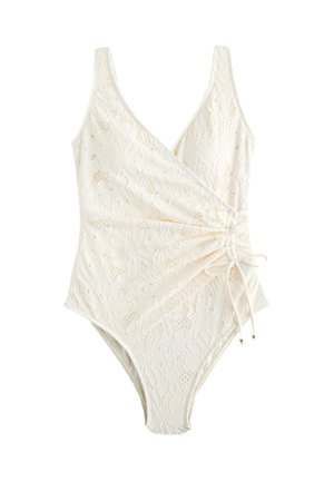 Next RUCHED SIDE SHAPE ENHANCING SWIMSUIT - Ujumistrikoo - cream broderie