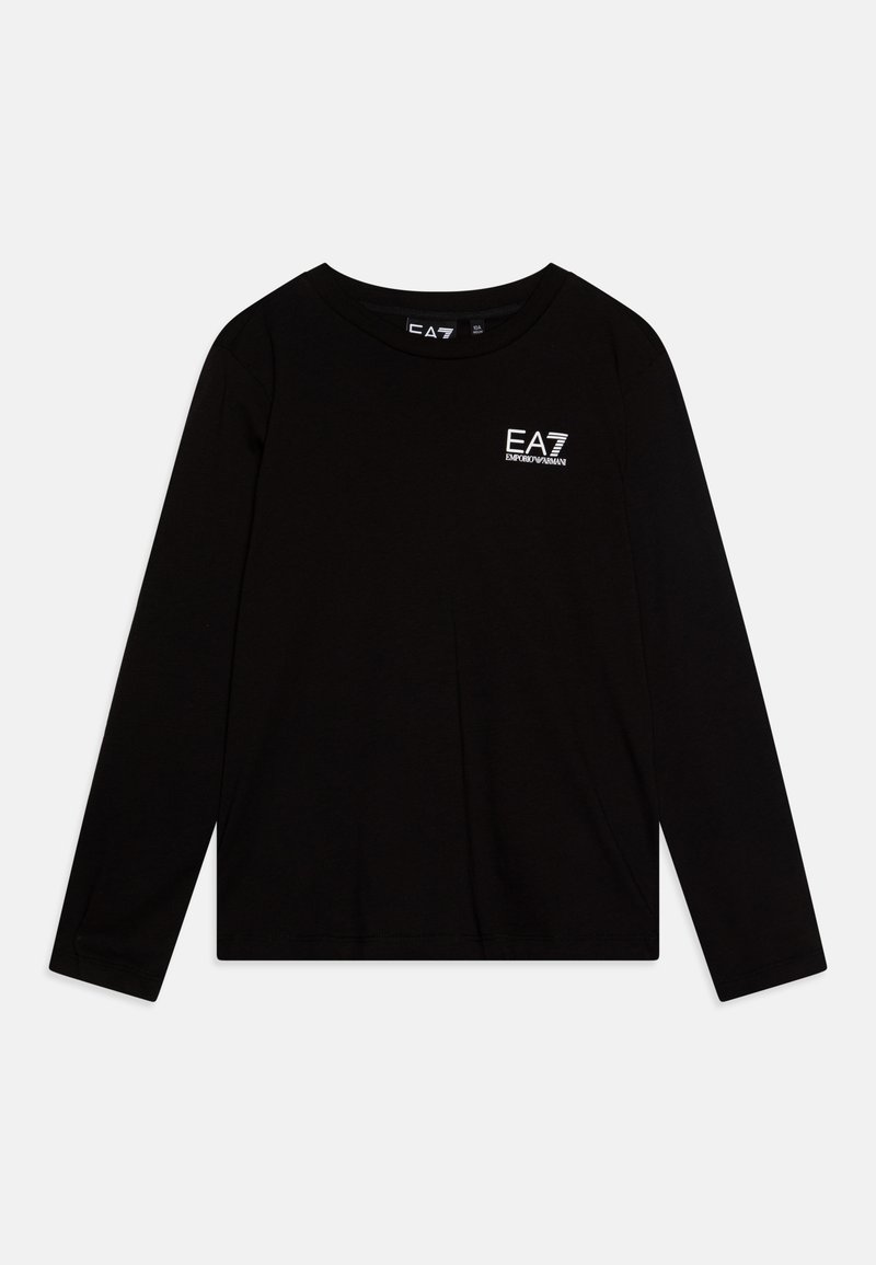 Μαύρο μακρυμάνικο μπλουζάκι από μαλακό βαμβάκι, με διακριτό λευκό λογότυπο EA7 στο αριστερό στήθος. Στρογγυλή λαιμόκοψη, κανονική εφαρμογή.