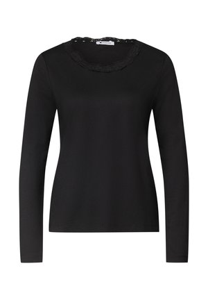 Street One, LANGARM SHIRT MIT RUNDHALS UND SPITZE - T-shirt à manches longues - black