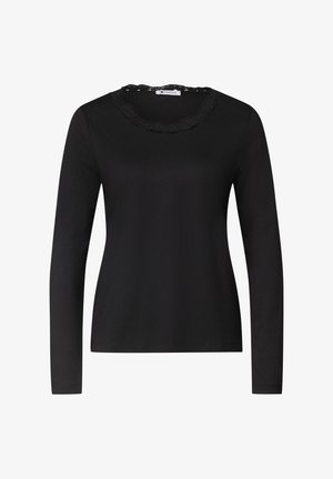Street One, LANGARM SHIRT MIT RUNDHALS UND SPITZE - Maglietta a manica lunga - black