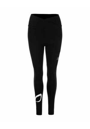 CROSS POCKET - Leggings - black white