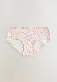 Mutande da donna a stampa leopardata rosa in materiale morbido e elasticizzato. Presentano un cinturino con logo rosa e bordi senza cuciture per il massimo comfort.