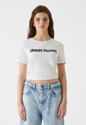 CROPPED - COWBOY PILLOWS - T-shirt con stampa - white