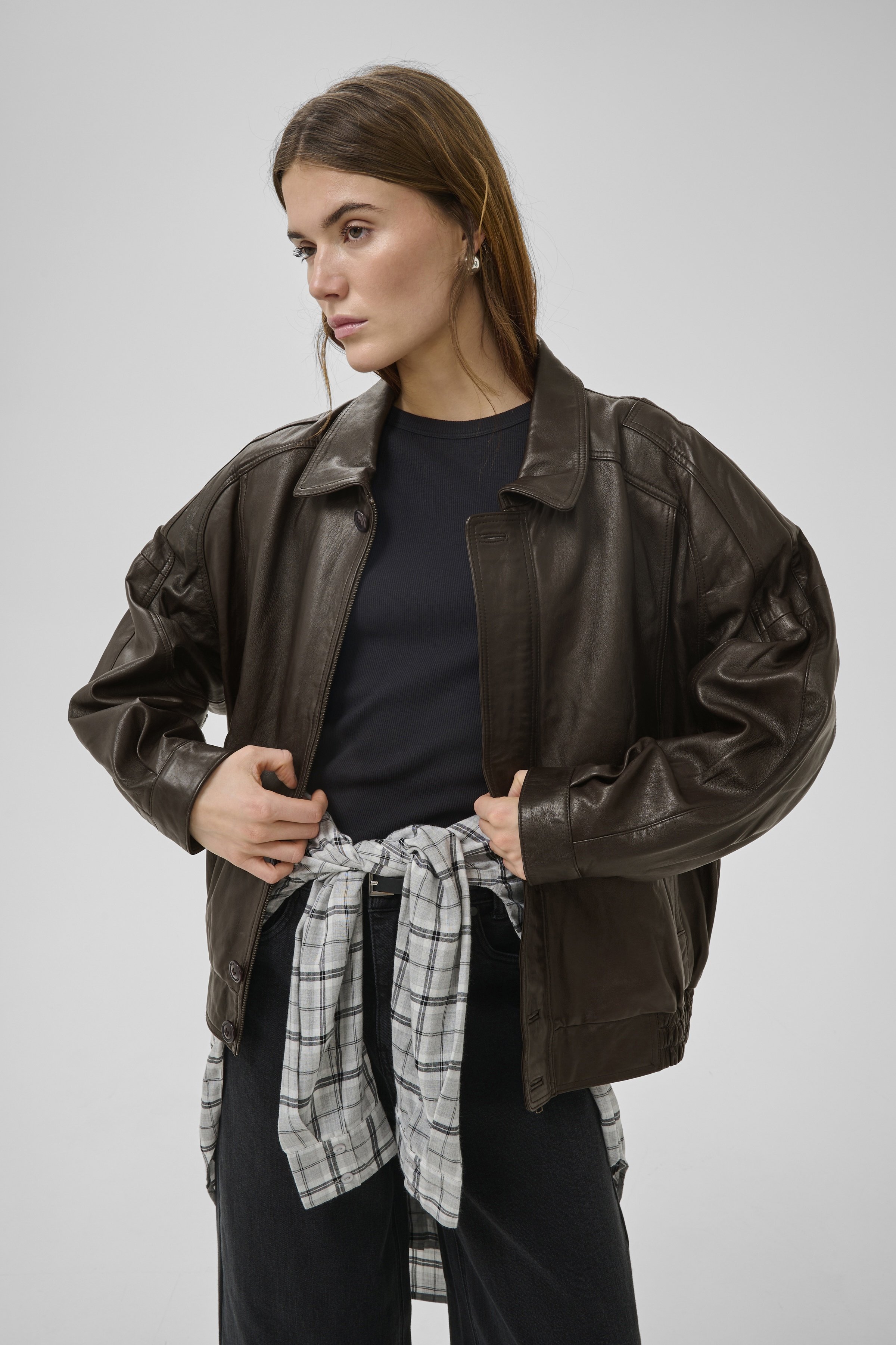 Levi's® CLAYTON LEATHER AVIATOR - Leather jacket - brown/dark