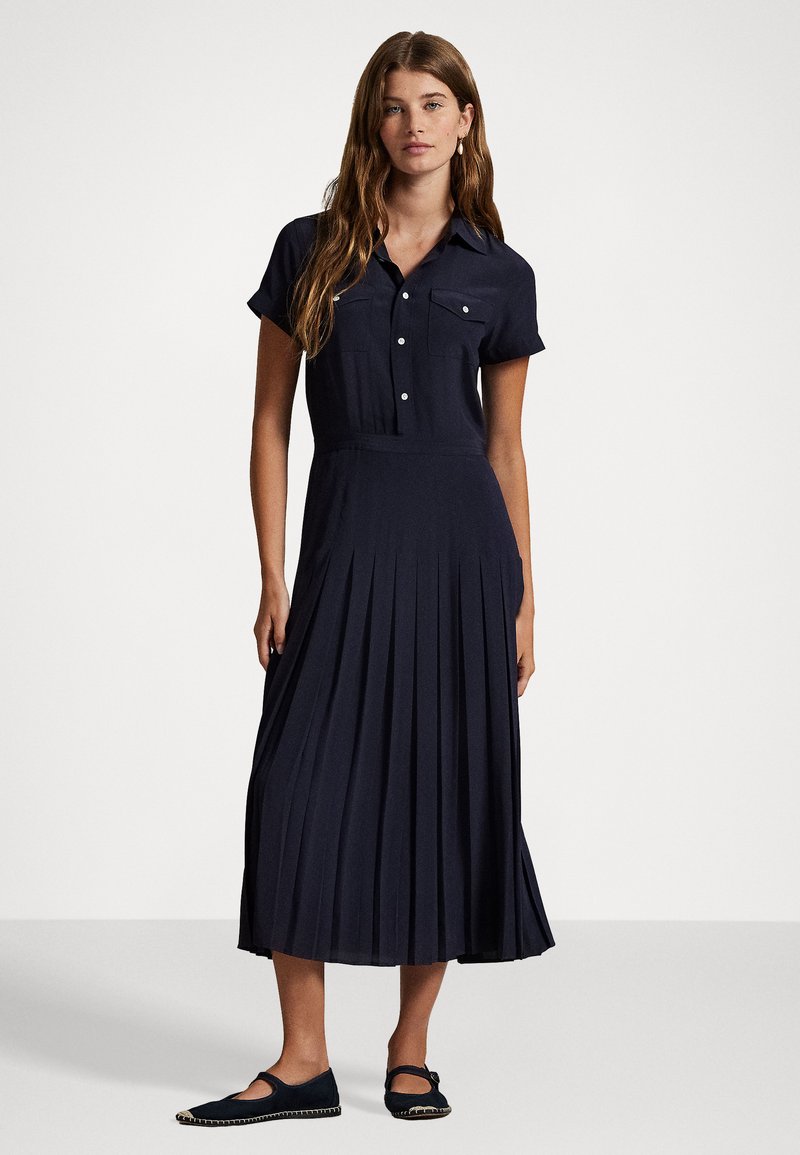 Polo Ralph Lauren SILK CREPE PLEATED SHIRTDRESS Robe chemise
