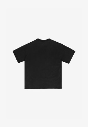 Czarna bawełniana koszulka z krótkim rękawem, okrągłym dekoltem i jednolitym kolorem. Brak widocznych grafik lub akcentów. Luźny krój.