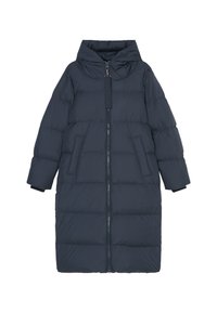 PUFFER COAT WITH HOOD SIDE SLITS WITH ZIPPER WELT POCKETS BACKPACK BELTS - Piumino lungo - deep blue sea