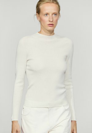 Massimo Dutti, RIBBED MOCK NECK KNIT SWEATER - Jumper - sand