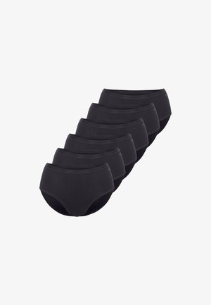 Zwarte katoenen slips, hoogdesign, gladde textuur, met elastische tailleband, verpakt in een set van zes identieke paren.