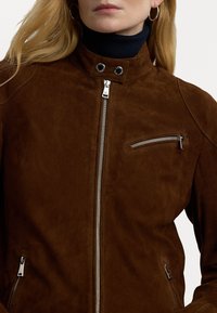 Lauren Ralph Lauren GOAT SUEDE MOTO JACKET - Skinnjacka - tobacco