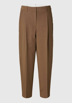 Selected, BARREL FIT TROUSERS MID WAIST - Chino - toffee