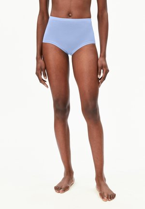 Lichtblauwe onderbroek met hoge taille, gemaakt van zachte stof, met een naadloos ontwerp en een gladde textuur, zonder zichtbare naden of accenten.
