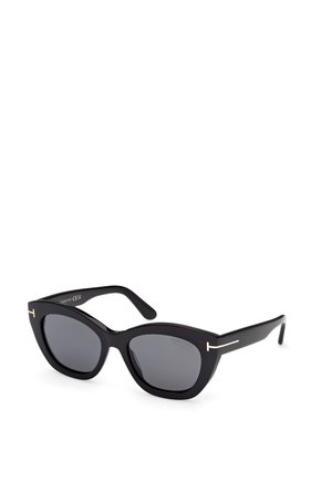 Tom Ford LINDA - Sunglasses - glossy black smoke gray