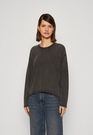 ONLY ONLLILA O NECK STUD - Top s dlhým rukávom - black washed