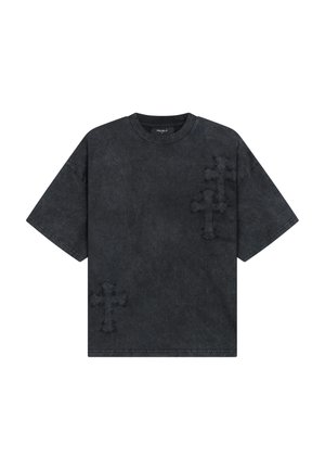 FAVELA, CROSS PATCHES T-SHIRT - T-shirt imprimé - black washed